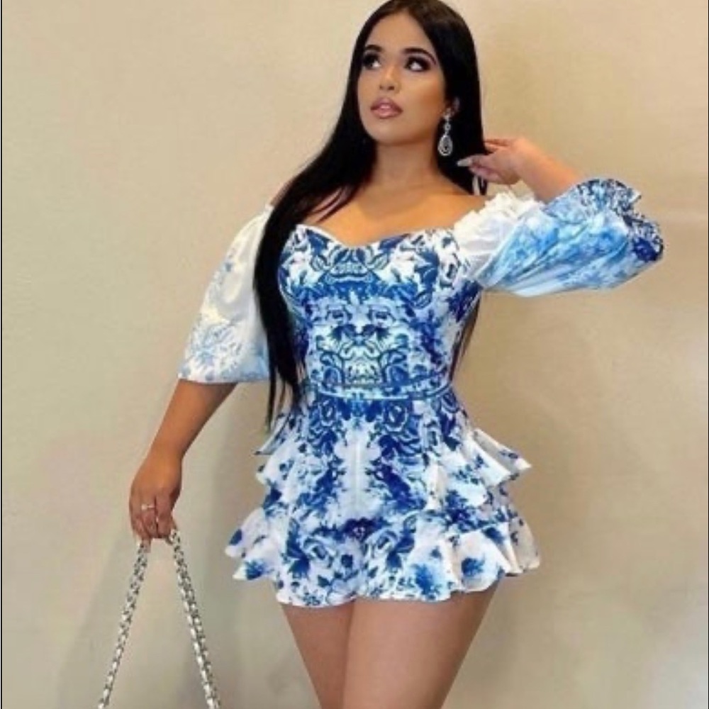 2 piece blue/white short sets
